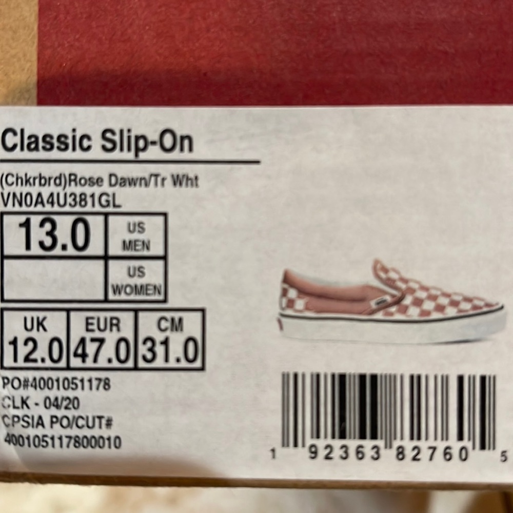 Vans Classic Slip On Rose Dawn Checkerboard/True White Mens - Picture 16 of 16
